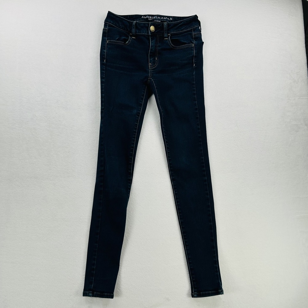 American Eagle Jeans Womens 2 Long Blue Super Stretch Jegging Skinny Denim Pants